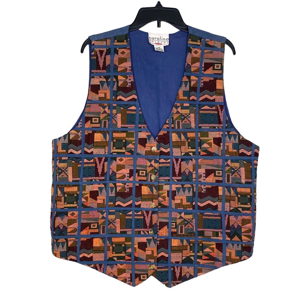 Carolina Colours Tapestry Vest Vintage 90’s Women’s  Plus Size 3X